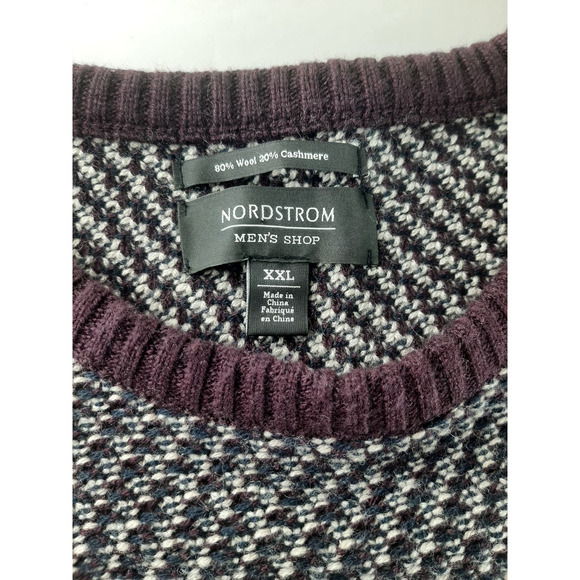 Nordstrom Mens Shop Men's Purple Multicolor Knit Wool Cashmere Blend Sweater XXL - Picture 4 of 6